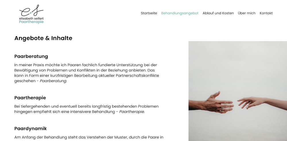 Website der Paartherapie Seifert in Münster inklusive Logo, gestaltet von Munir Adi