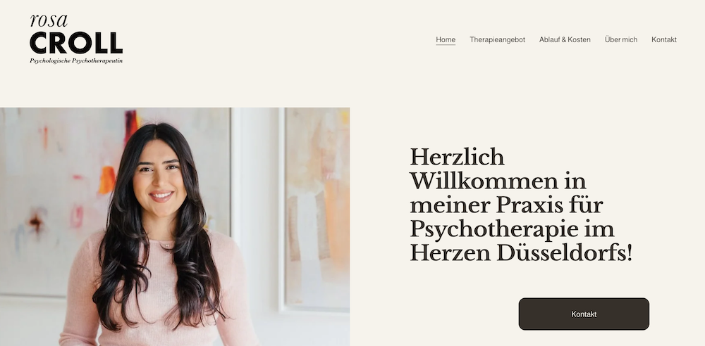 Website der Praxis Psychotherapie Croll in Düsseldorf inklusive Logo, gestaltet von Munir Adi